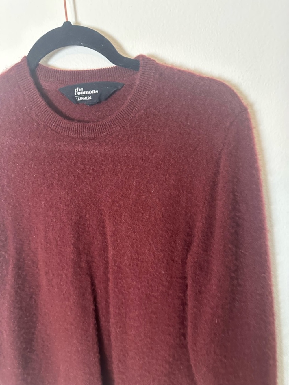 The Commons 100% Cashmere Crewneck Sweater Burgundy Red Brown Medium - Picture 3 of 7